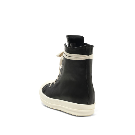 Washed Calf Sneaker in Black/Milk