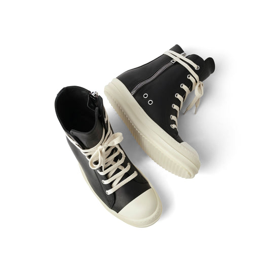 Washed Calf Sneaker in Black/Milk