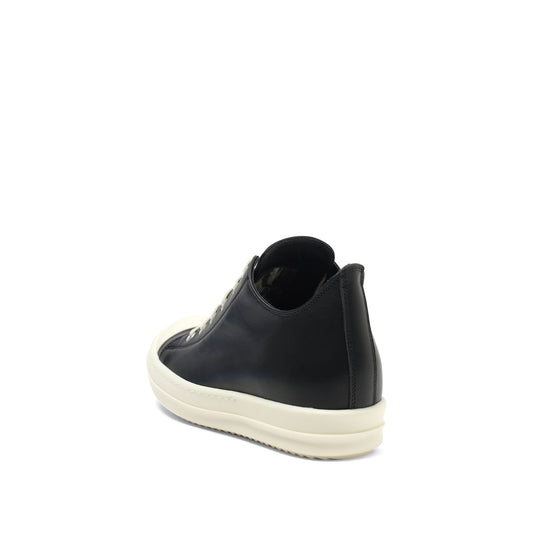 Full Grain Leather Low Sneaker in Black/Milk