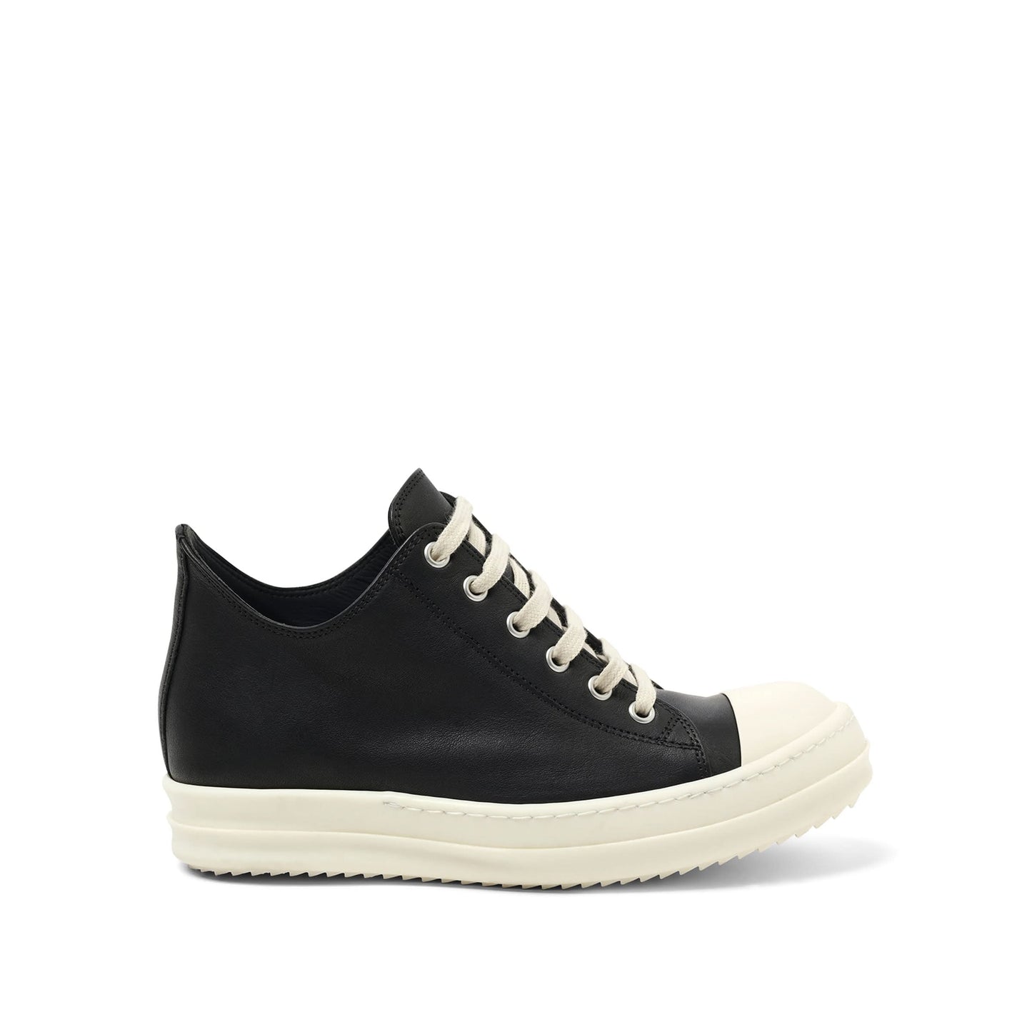 Washed Calf Low Sneaks in Black/Milk