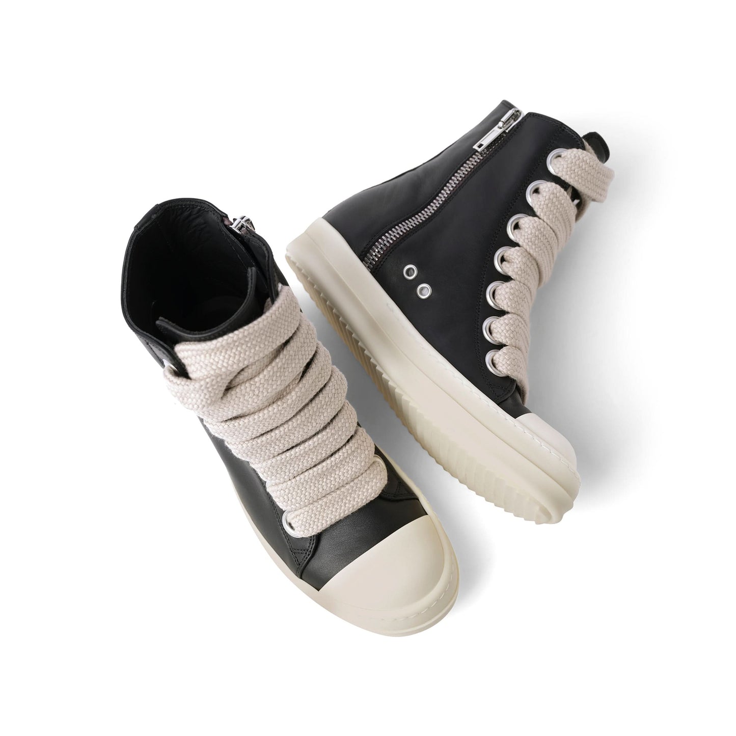 Full Grain Jumbo Laced Sneaker in Black/Pearl/Milk