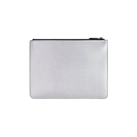 Classic Large Zipped Pouch in Silver