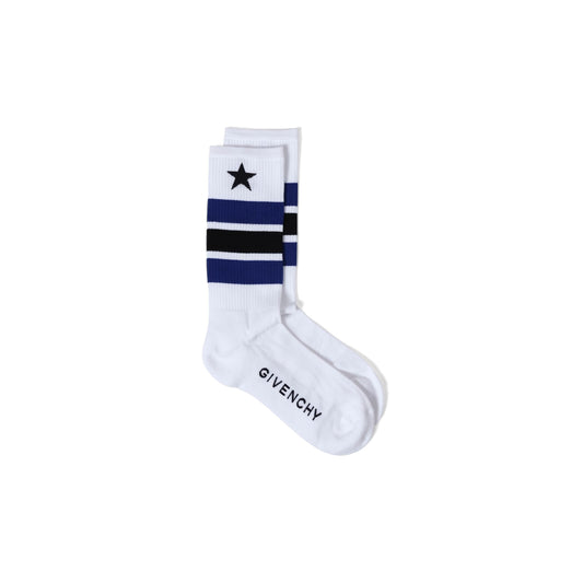 Star Socks in White/Blue