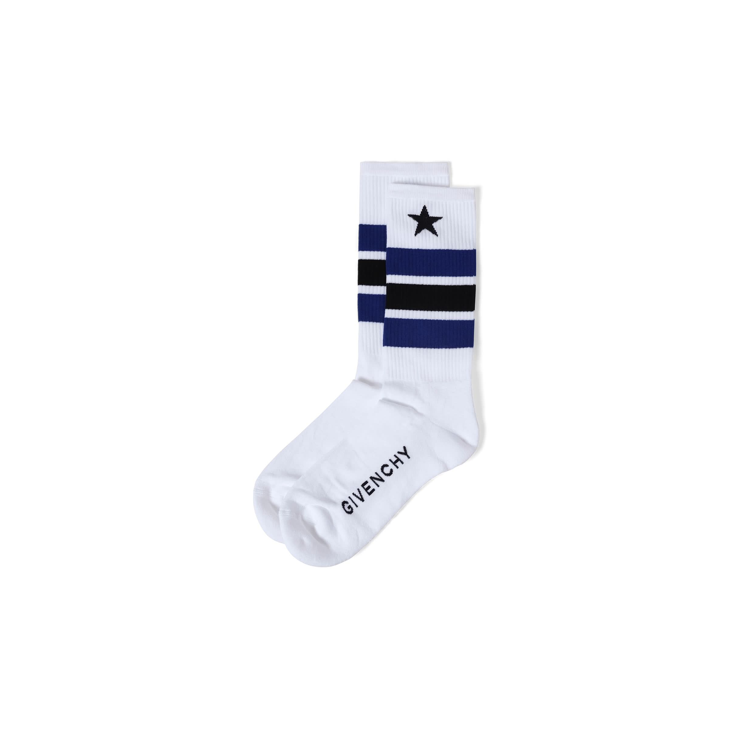 Star Socks in White/Blue