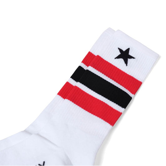 Star Socks in White/Red