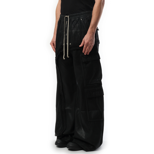 Imbalanced Double Cargo Jumbo Pants in Black