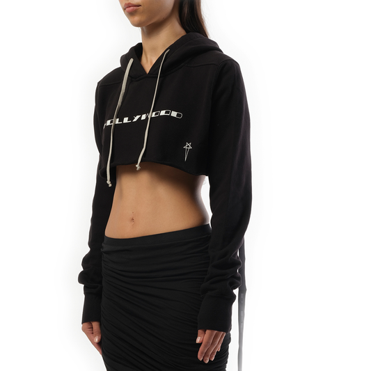 Hollywood Cropped Hoodie in Black/Milk