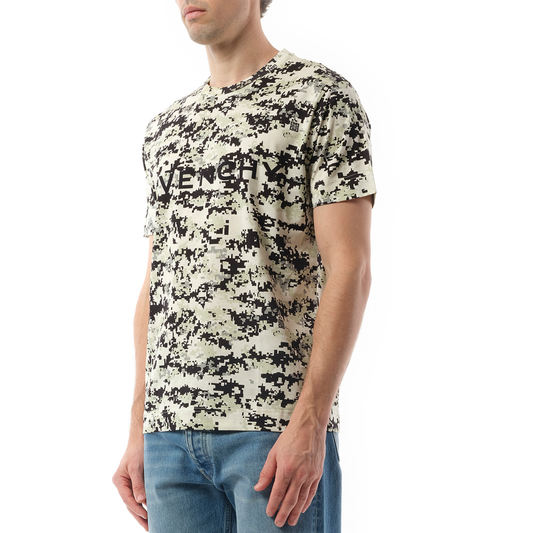 Camo All Over T-Shirt in Beige/Black