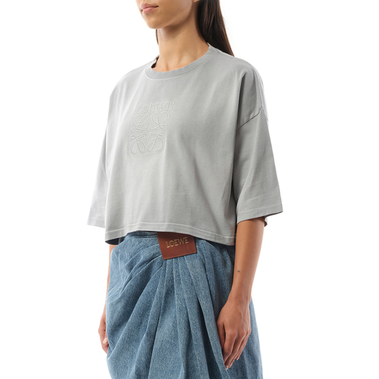 Cropped Anagram T-Shirt in Light Grey