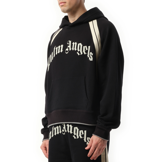 Curved Logo Track Hoodie in Black/Ivory