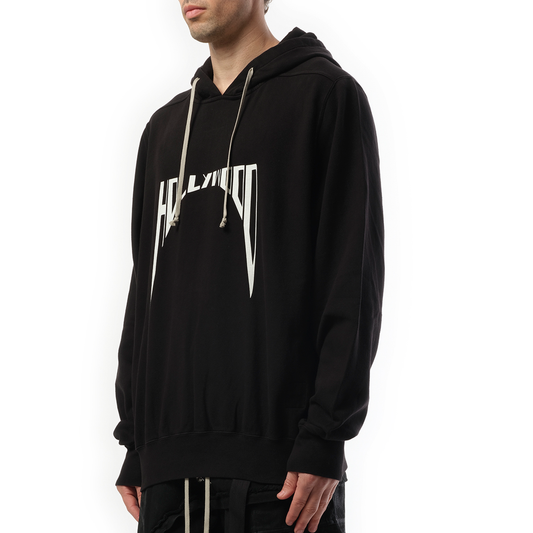 Hollywood Curved Print Oversized Hoodie in Black/Milk