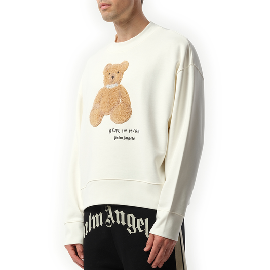 Bear in Mind Crewneck Sweatshirt in Off White/Brown