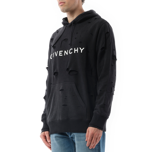 Archetype Hoodie with Destroyed Effect in Faded Black