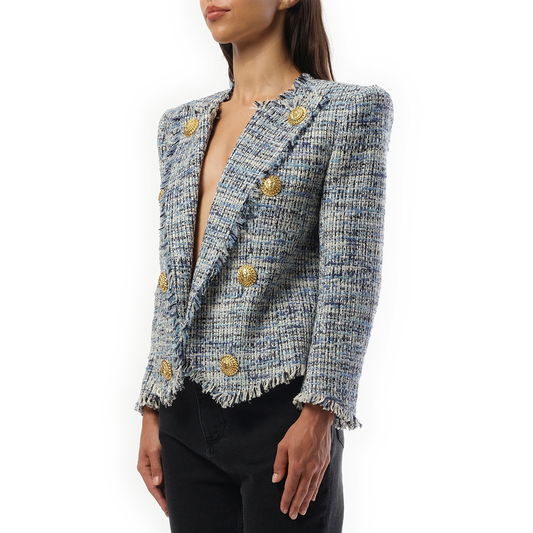 Side To Side Tweed Spencer Jacket in Blue