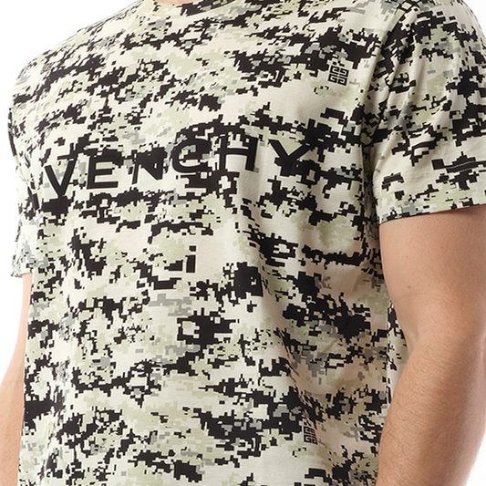 Camo All Over T-Shirt in Beige/Black