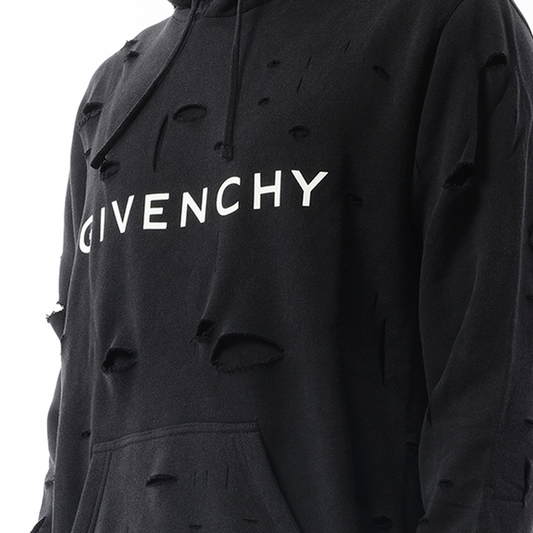 Archetype Hoodie with Destroyed Effect in Faded Black