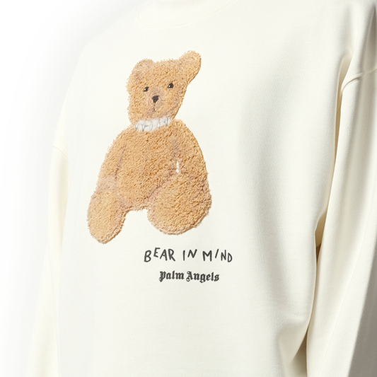 Bear in Mind Crewneck Sweatshirt in Off White/Brown