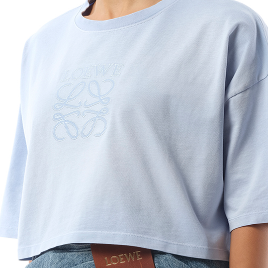 Cropped Anagram T-Shirt in Light Blue