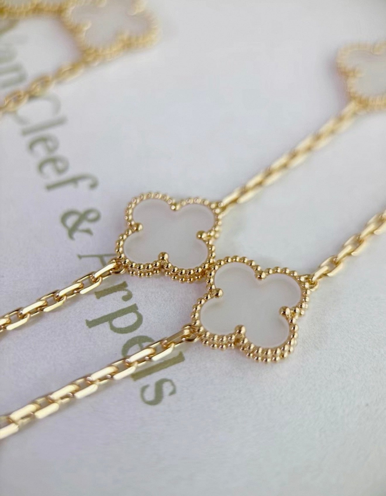 Van Cleef & Arpels Gold and Rock Crystal Vintage Alhambra 20 Motifs Long Necklace, Chain