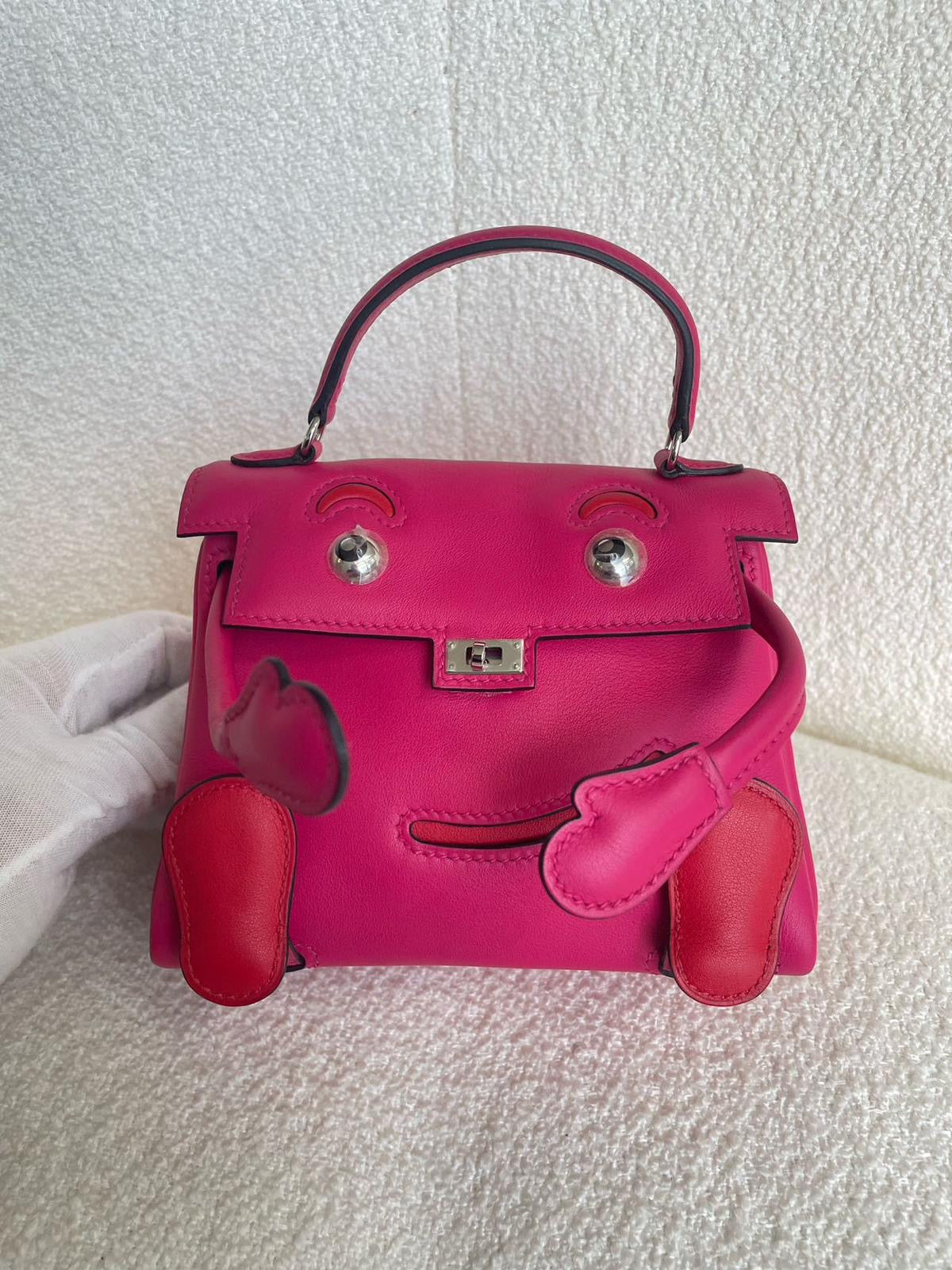 Hermes Kelly doll Pink Red Swift leather palladium hardware