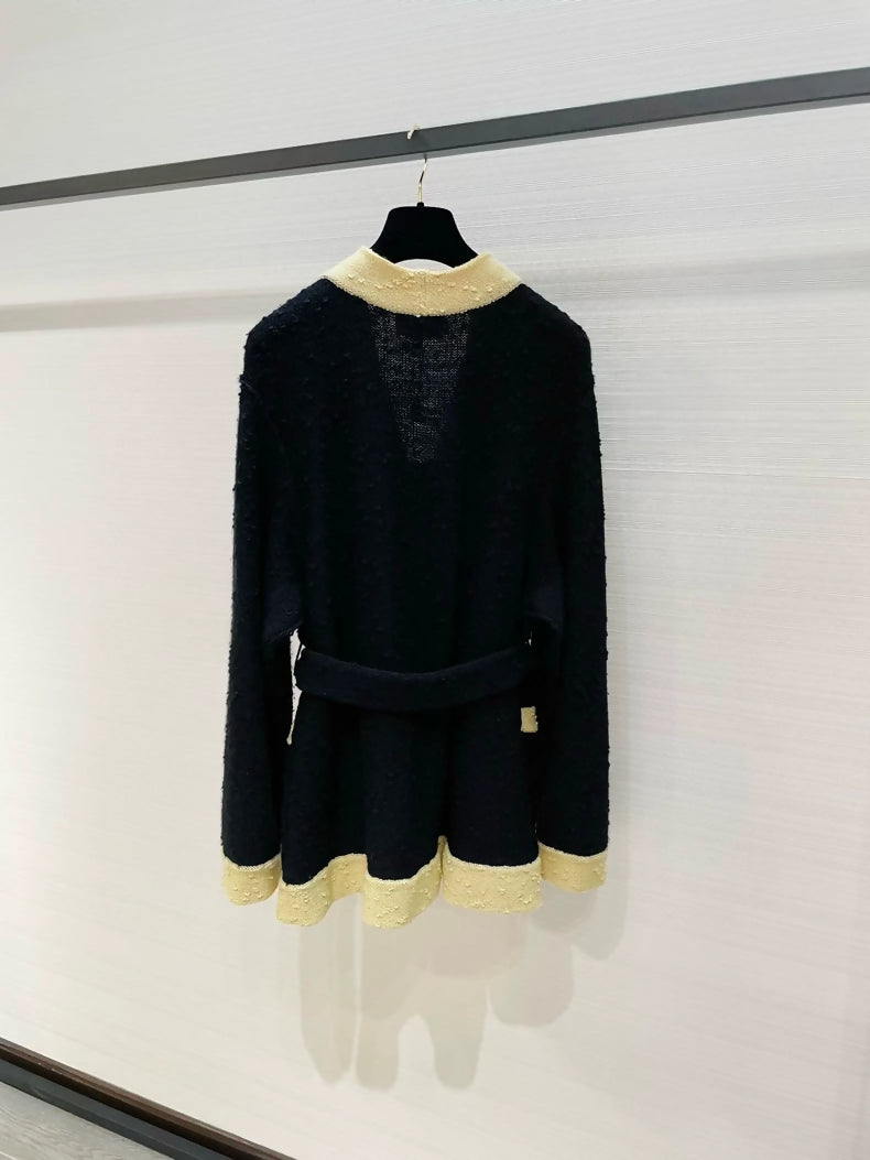 Chanel 24K black and yellow wool knit cardigan
