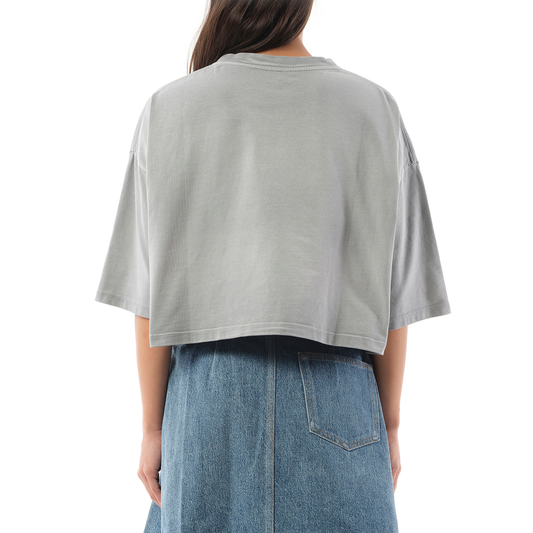 Cropped Anagram T-Shirt in Light Grey