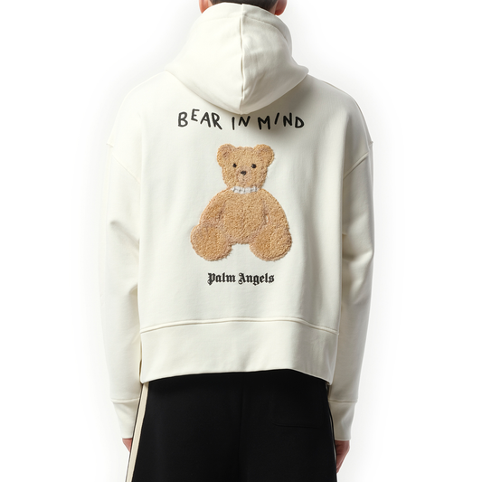 Bear in Mind Zipped Hoodie in Off White/Brown