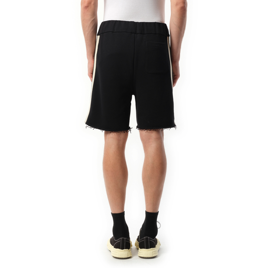 Curved Logo Track Sweatshorts in Black/Ivory