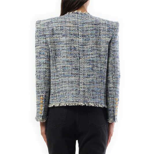 Side To Side Tweed Spencer Jacket in Blue