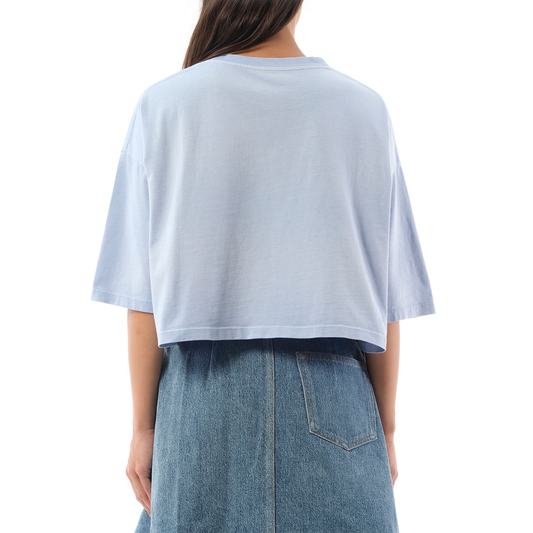 Cropped Anagram T-Shirt in Light Blue