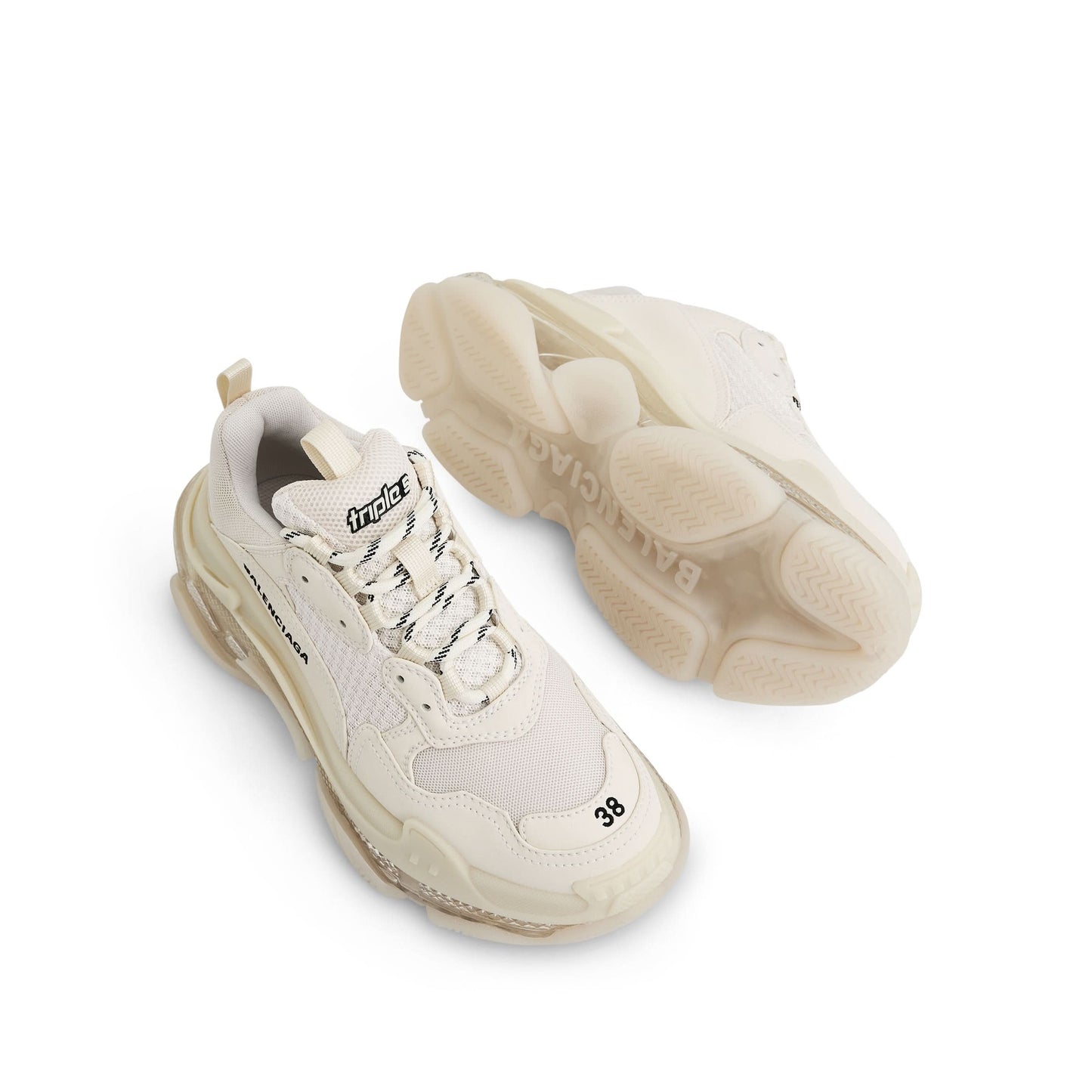 Triple S Clear Sole Sneakers in Light Beige