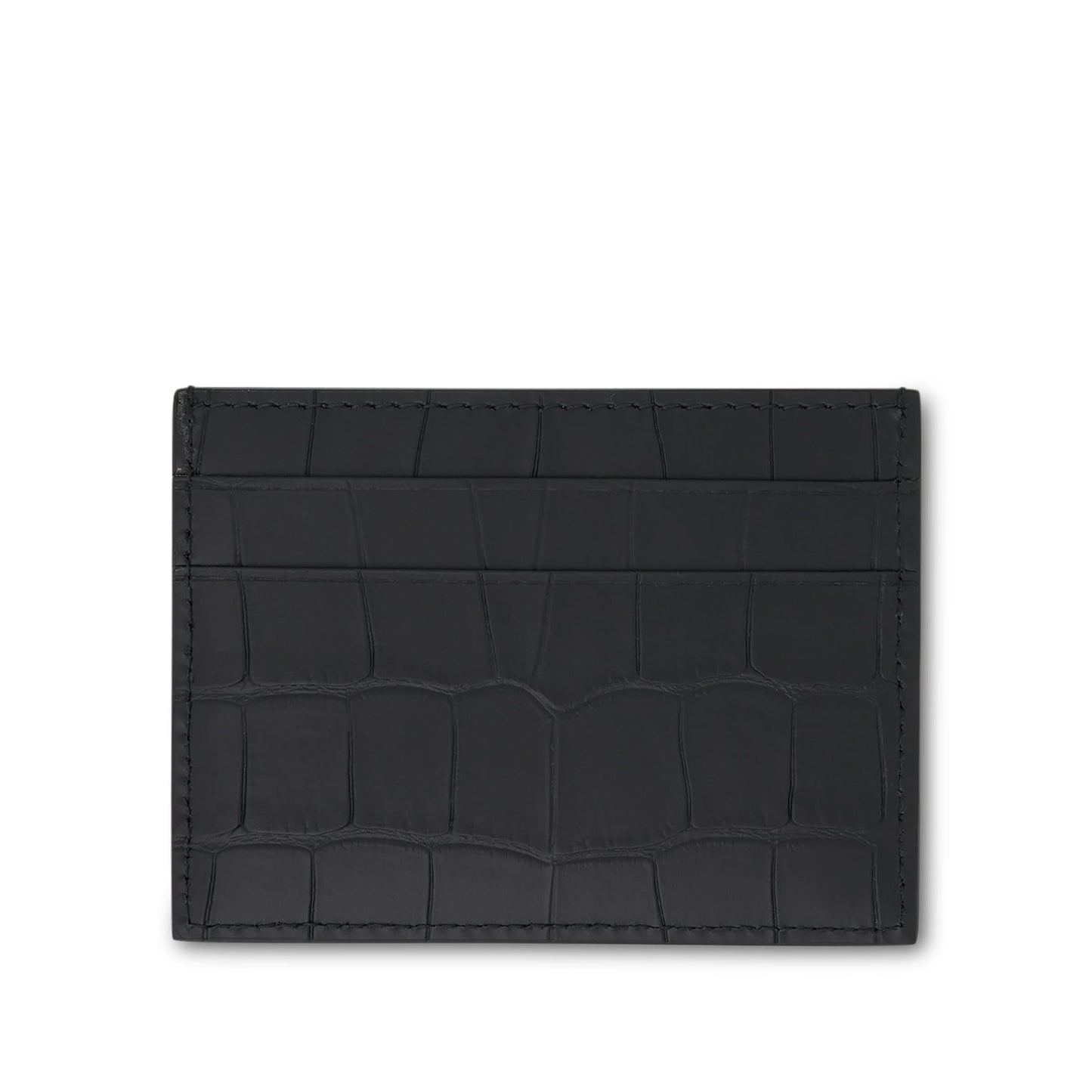 Croco Calf Leather Cash Card Holder in Black/White