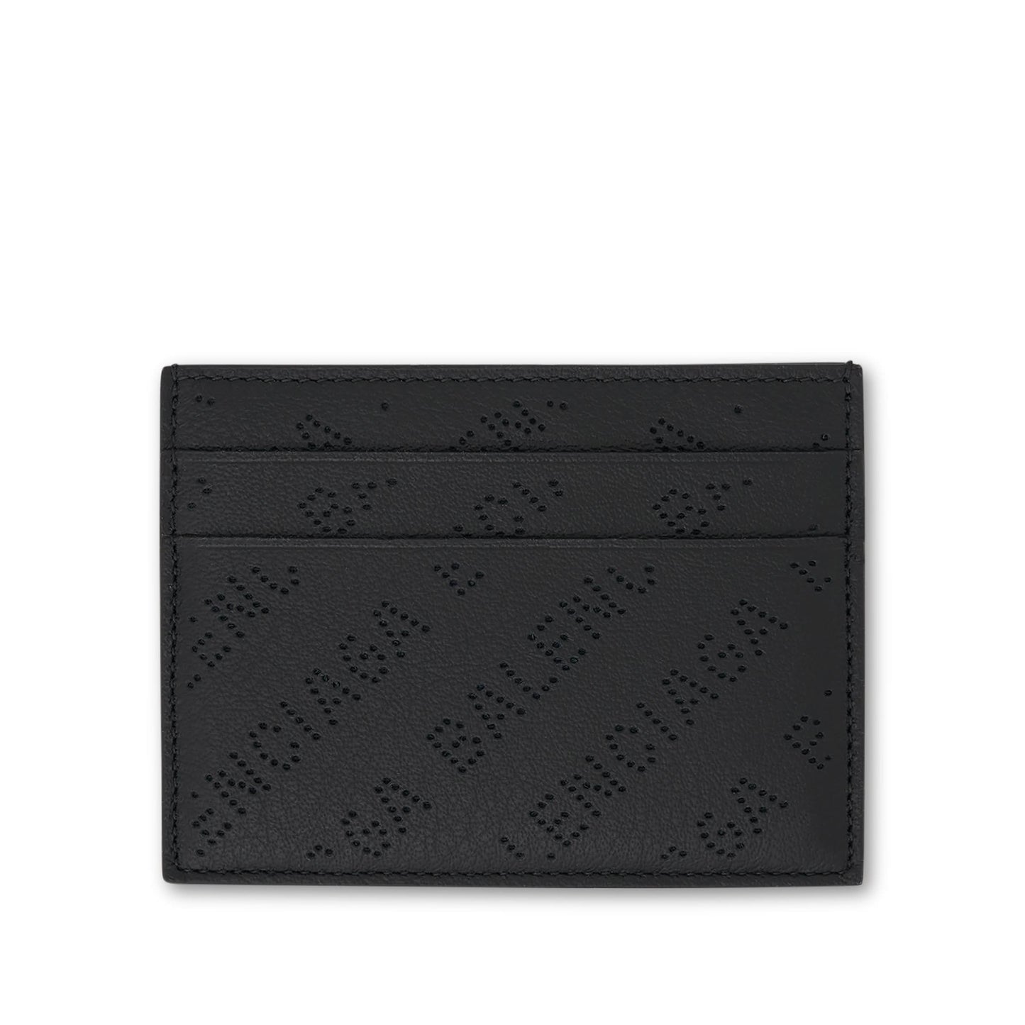 Logo Perforated Leather Cash Card Holder in Black