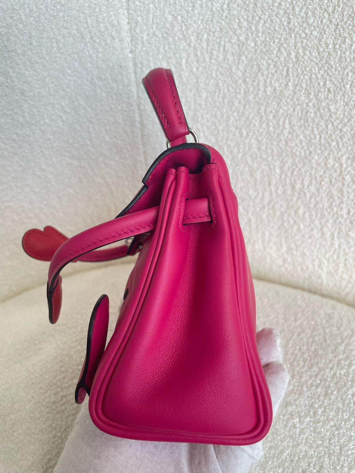 Hermes Kelly doll Pink Red Swift leather palladium hardware