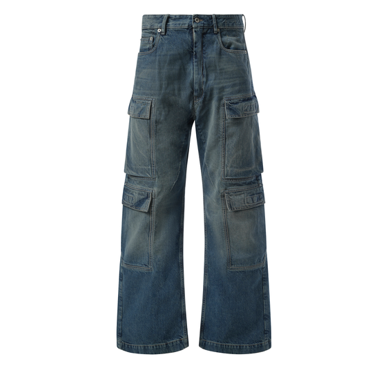 Double Cargo Jeans in Washed Indigo