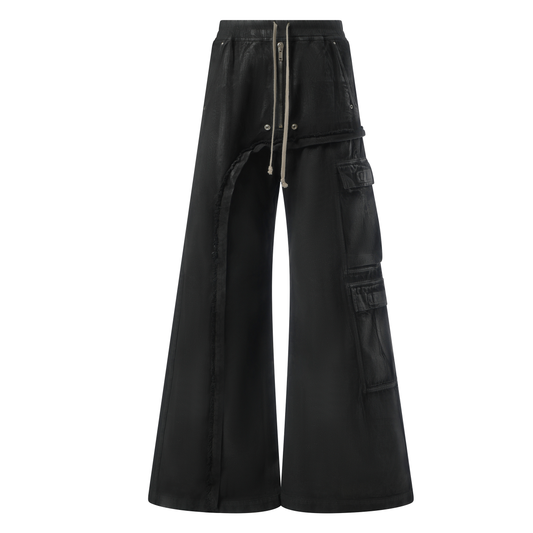 Imbalanced Double Cargo Jumbo Pants in Black