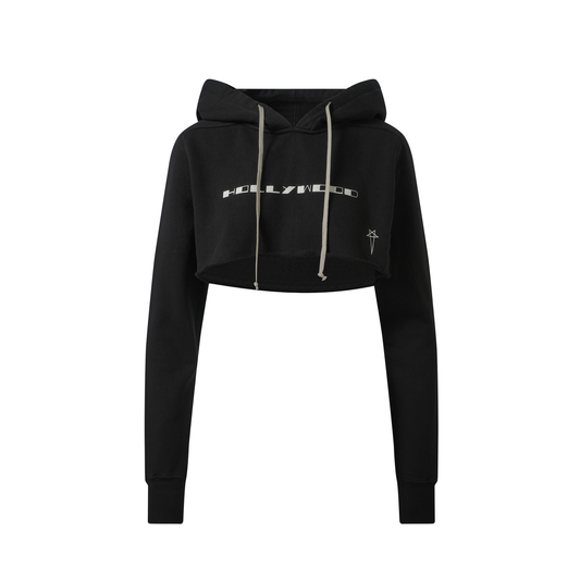 Hollywood Cropped Hoodie in Black/Milk