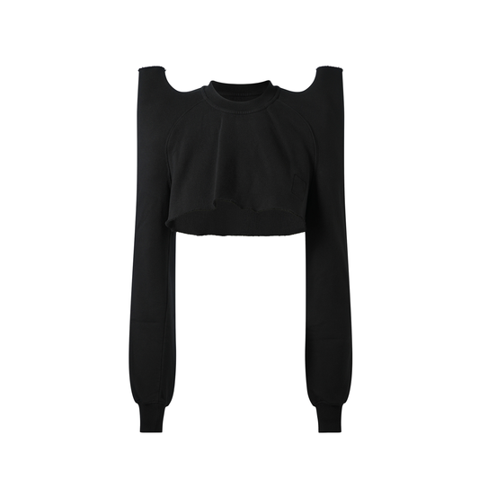 Cropped Tec Sweater in Black