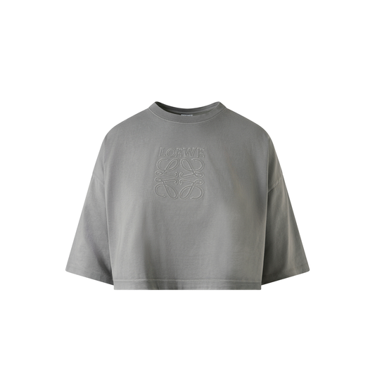 Cropped Anagram T-Shirt in Light Grey