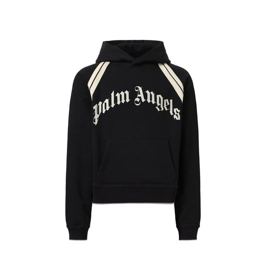 Curved Logo Track Hoodie in Black/Ivory