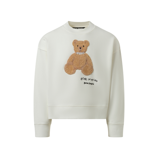 Bear in Mind Crewneck Sweatshirt in Off White/Brown