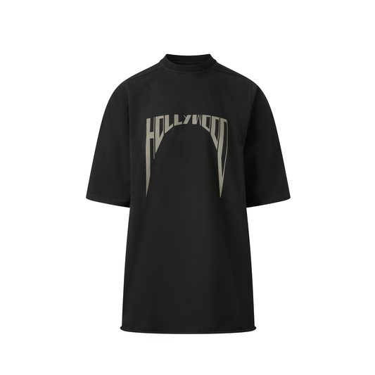 Hollywood Curved Jumbo SS T-Shirt in Black/Pearl