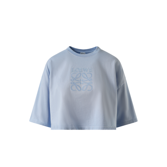 Cropped Anagram T-Shirt in Light Blue