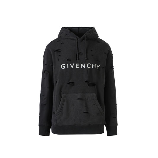 Archetype Hoodie with Destroyed Effect in Faded Black