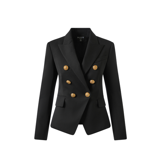 6 Buttons Serge Wool Jacket in Black