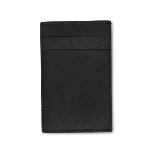 Graffiti Print Leather Card Holder in Black