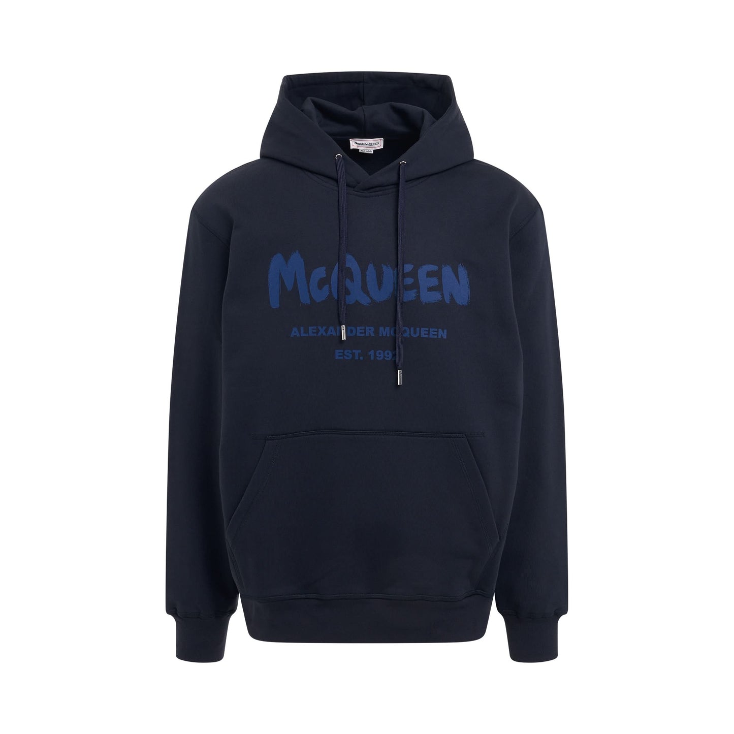 Graffiti Print Hoodie in Navy/Cobalt