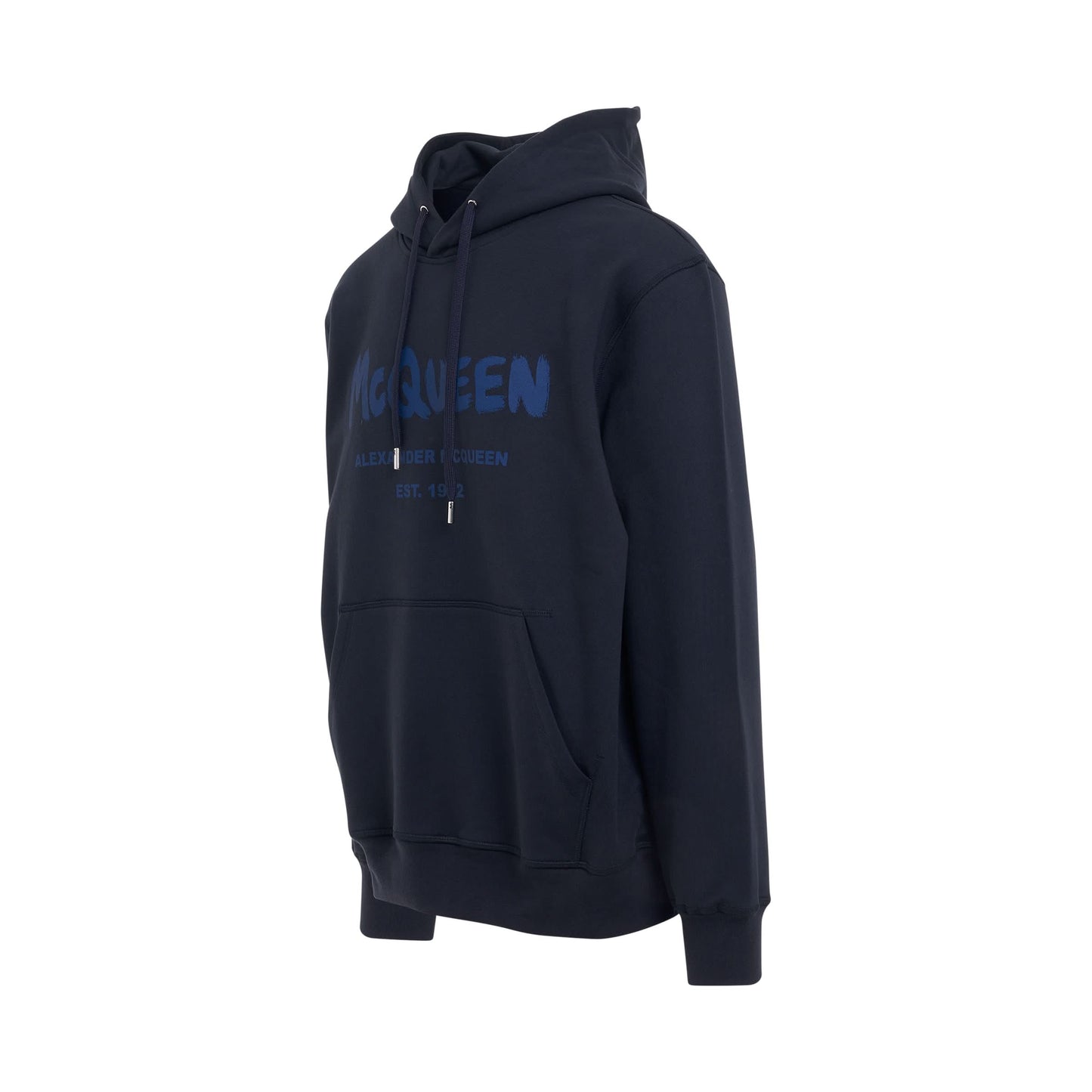 Graffiti Print Hoodie in Navy/Cobalt