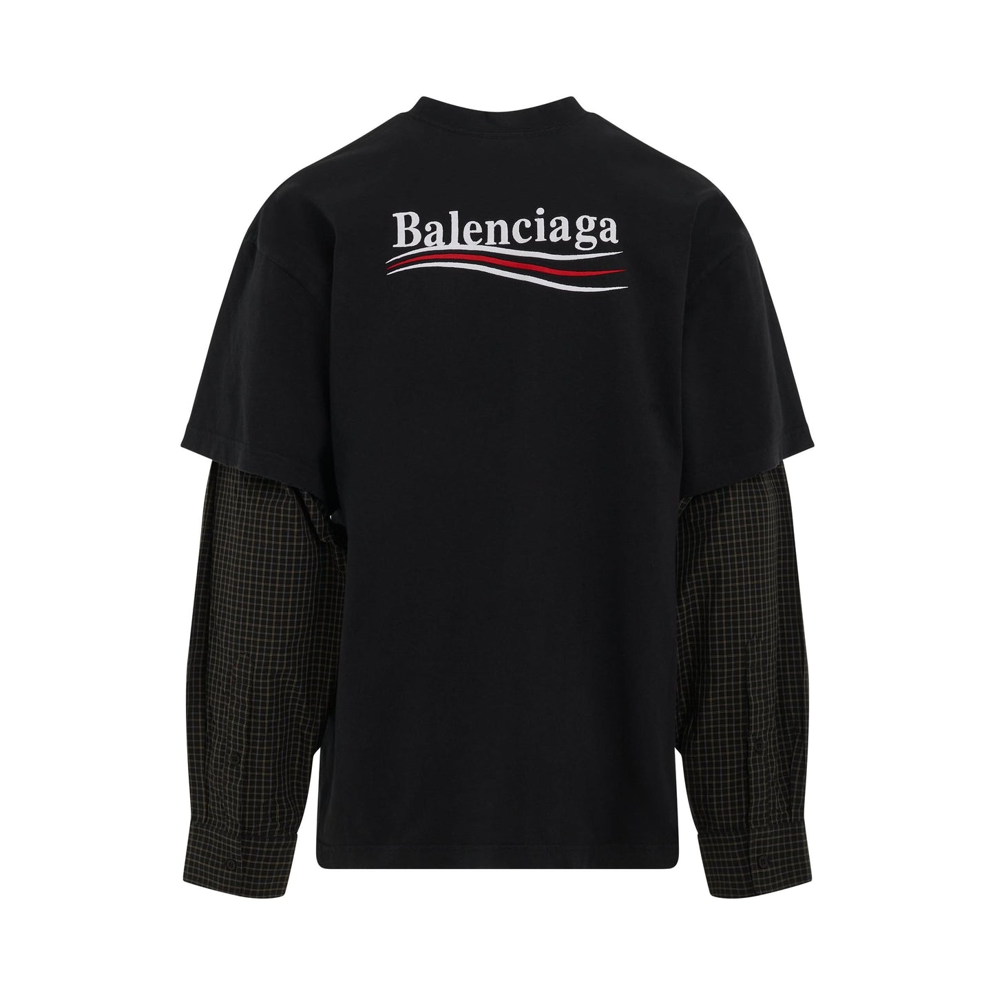 Political Campaign Layered T-Shirt in Washed Black/White/Red