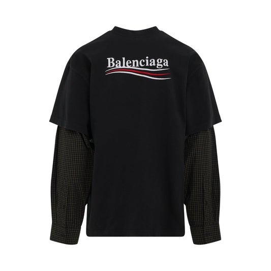 Political Campaign Layered T-Shirt in Washed Black/White/Red